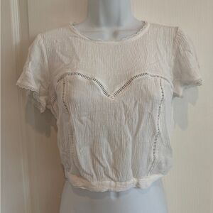 Lily Star White Lace Trim Women Top Tie back Small